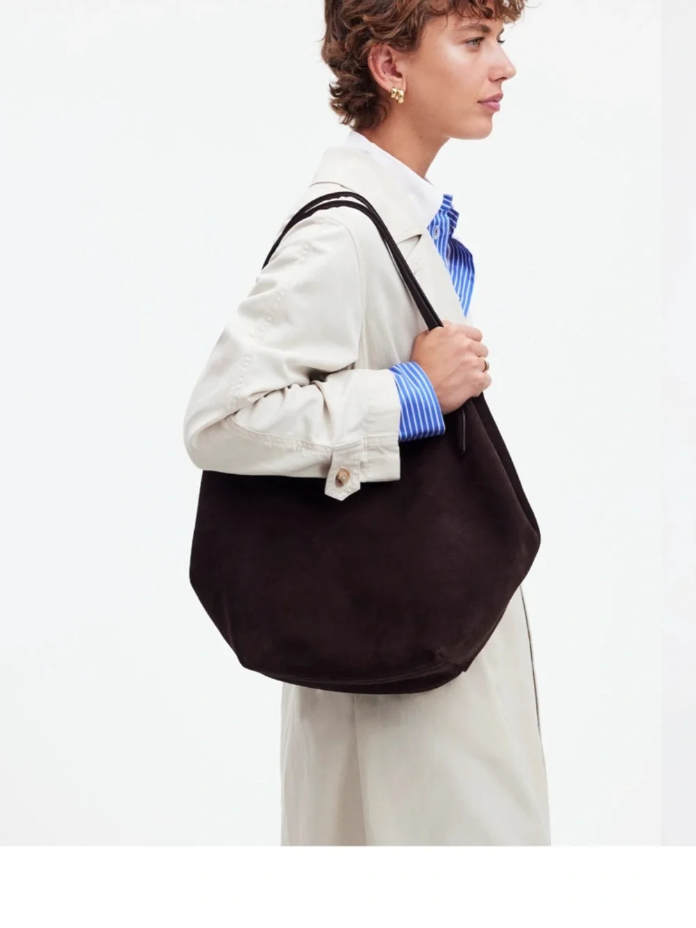 Madewell The Shoppers Tote Classic Brown Suede Tote Bag - Picture 3 of 6